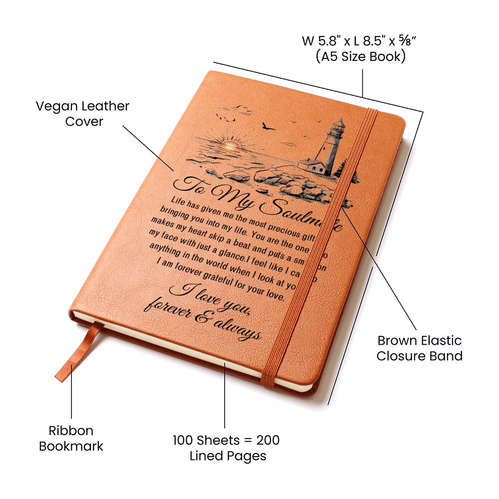 To My Soulmate-Grateful for your love- Graphic Leather Journal