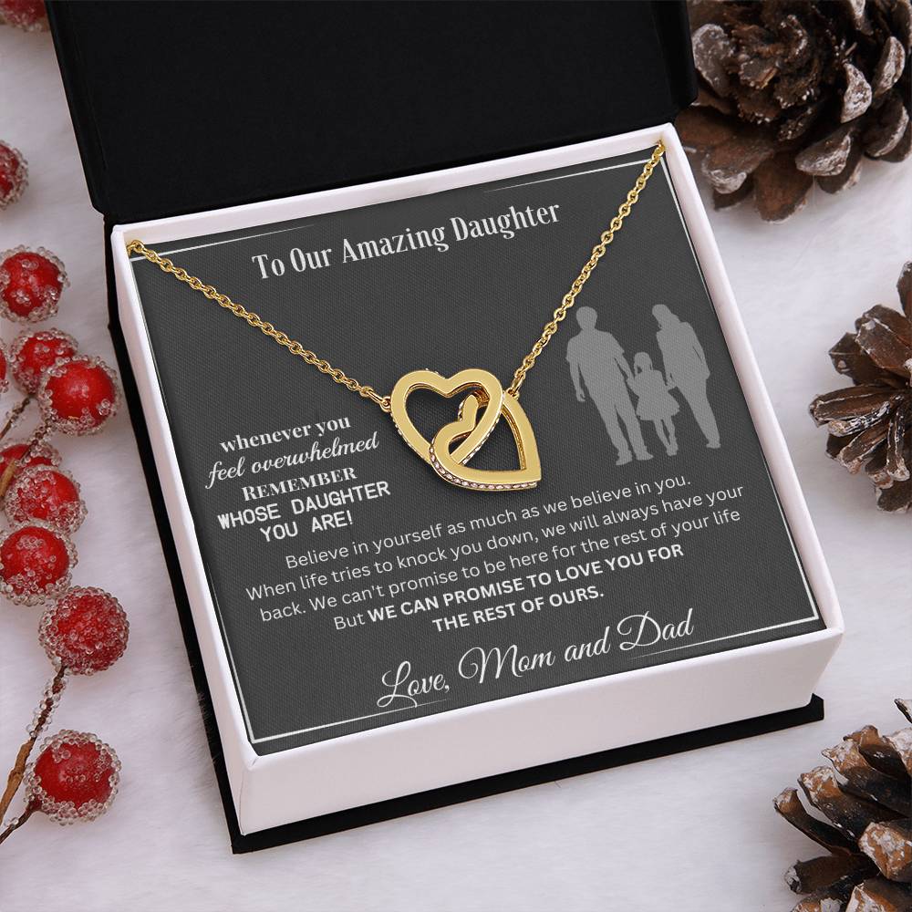 To Our Amazing Daughter-Remember-Interlocking Hearts Necklace