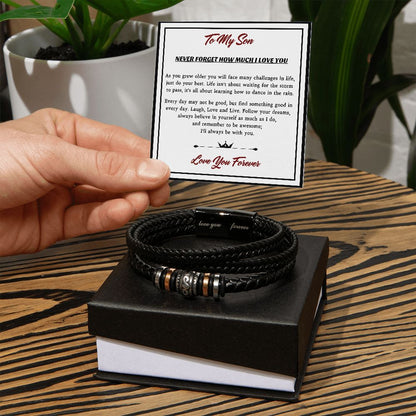 To My Son-I'll always be with you- Men's "Love You Forever" Bracelet
