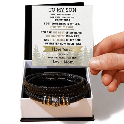 To My Son- love you more than that-Love Mom-Mens Love you forever bracelet