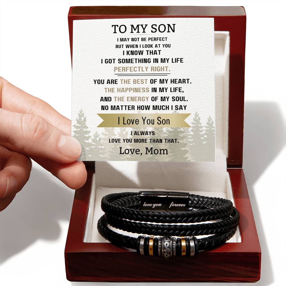 To My Son- love you more than that-Love Mom-Mens Love you forever bracelet