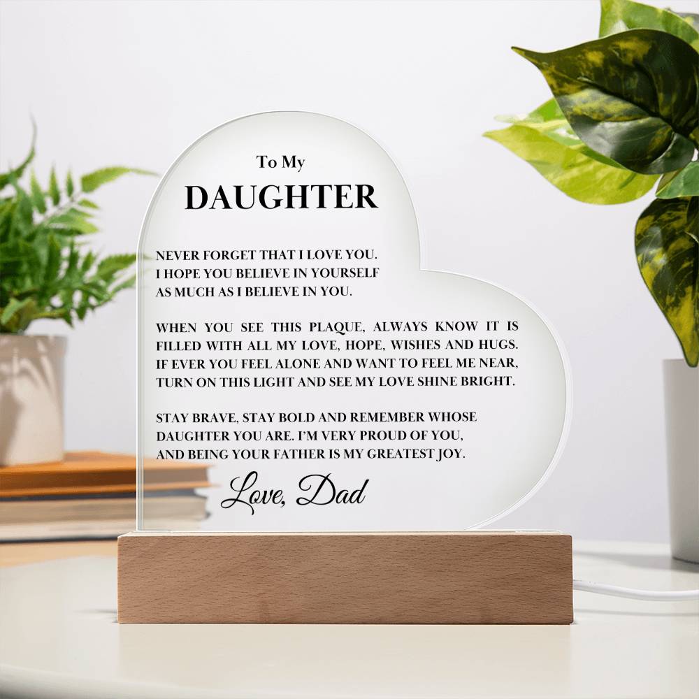 To My Daughter- Greatest Joy Love Dad-Printed Heart Acrylic Plaque