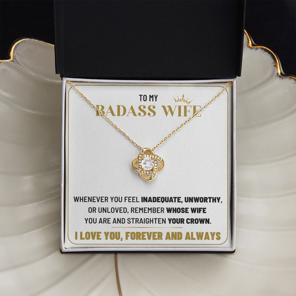 My Badass Wife-Straighten Your Crown- Love Knot Necklace