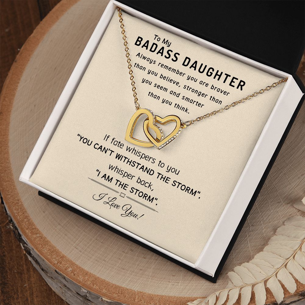 Badass Daughter-Smarter Than You Think-Interlocking Hearts Necklace