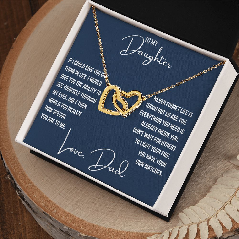 To My Daughter-How special you are to me-Interlocking Hearts Necklace