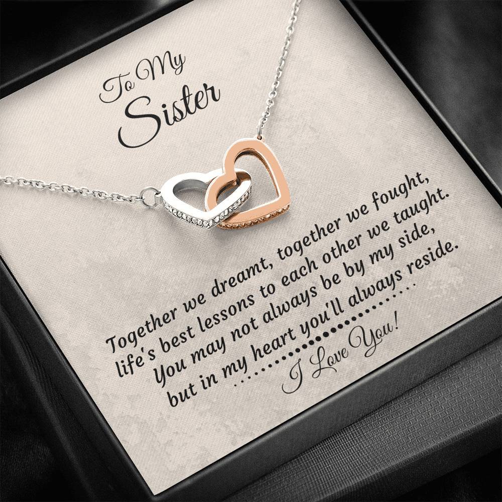 My heart you'll always reside-Interlocking Hearts Necklace
