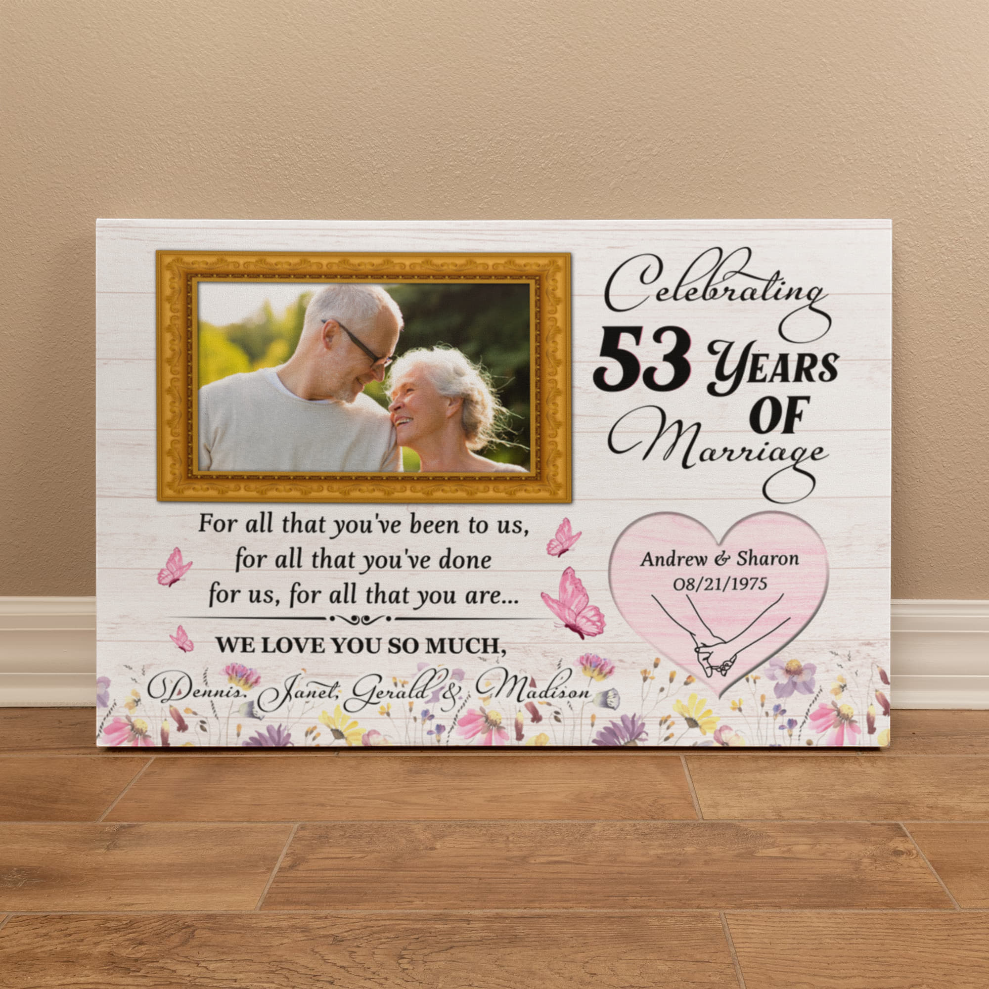 Romantic Anniversary Canvas - 53rd Anniversary Gift For Parents - Custom Photo - For All That You Have Been To Us - 53 Years Together