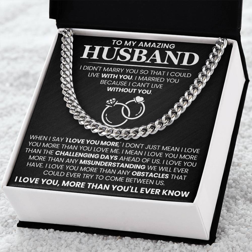 Husband Anniversary Gift – I Love You More - Keepsake Necklace