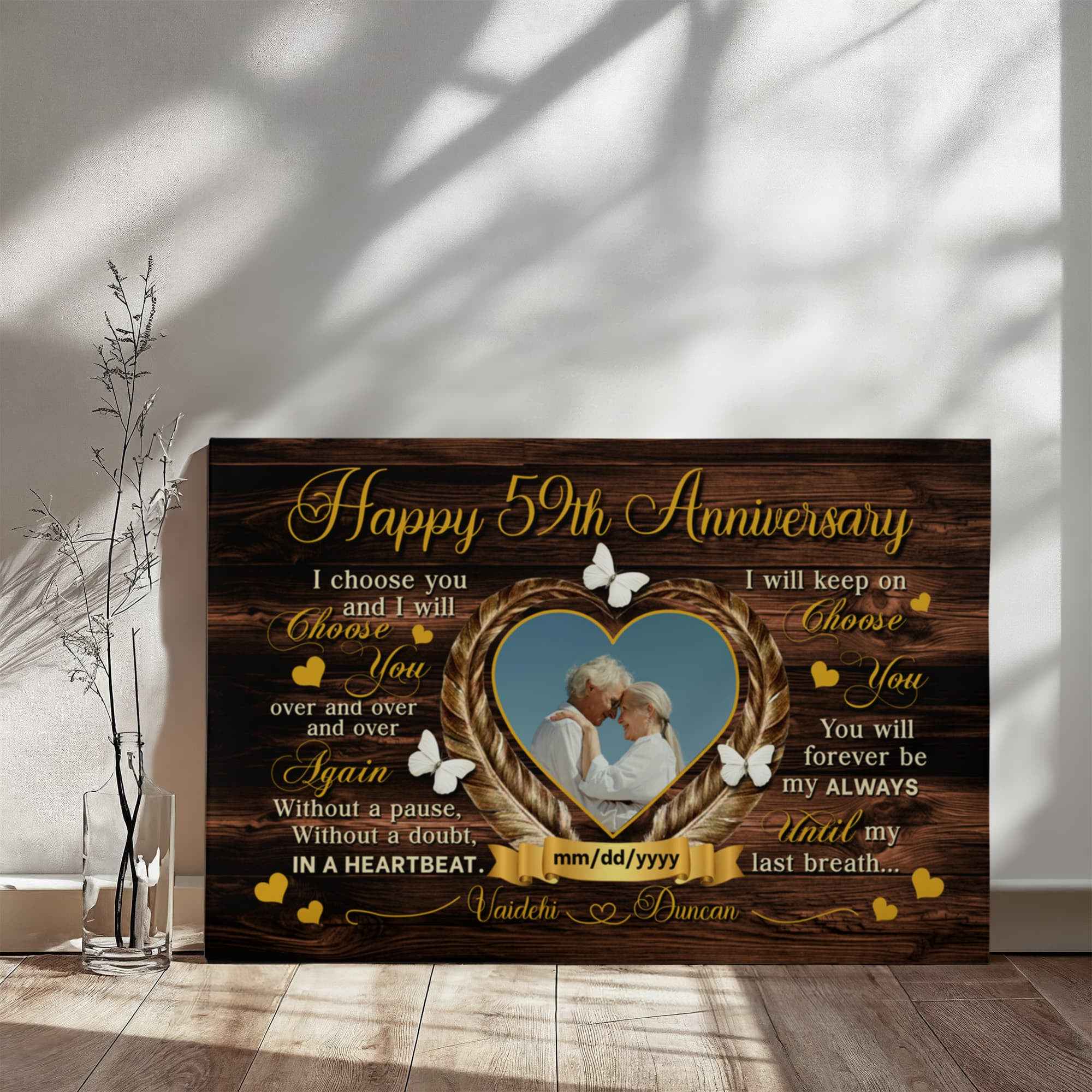 Romantic Anniversary Canvas - 59th Anniversary Gift - I Choose You - 59 Years Together