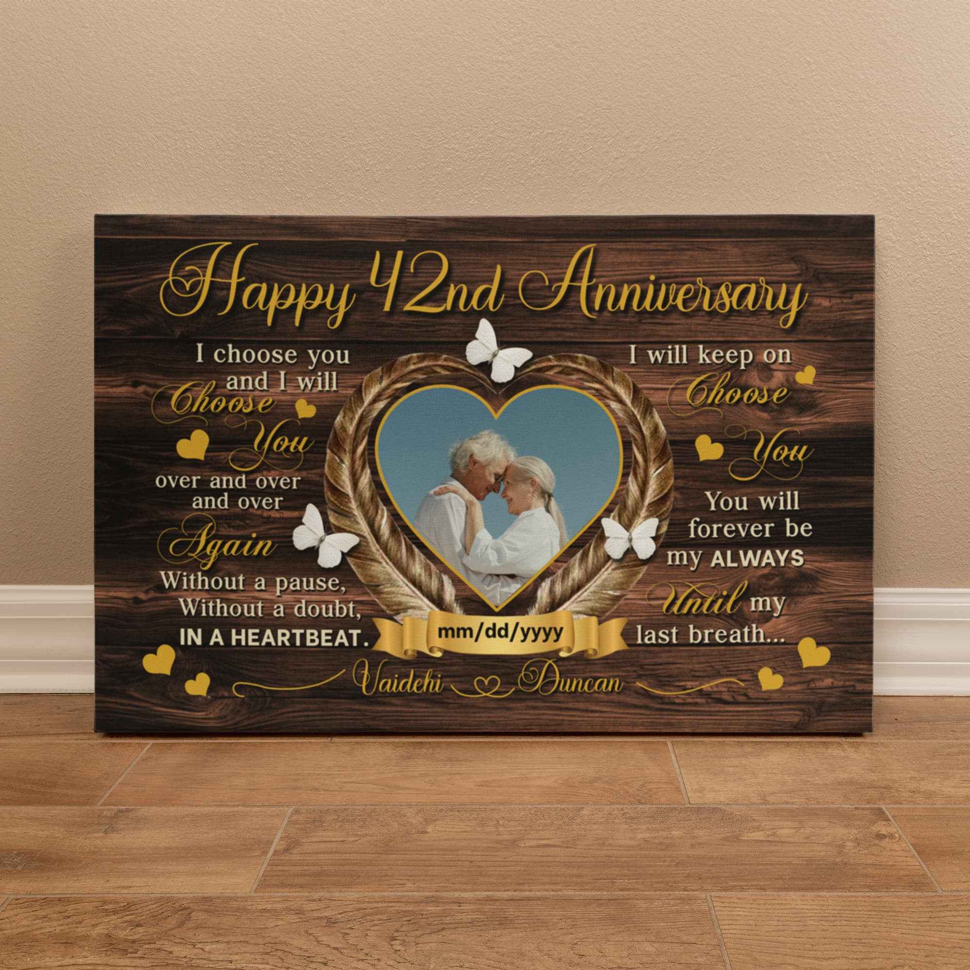 Custom Canvas Print - 42nd Wedding Anniversary Gift - I Choose You - 42 Years Together