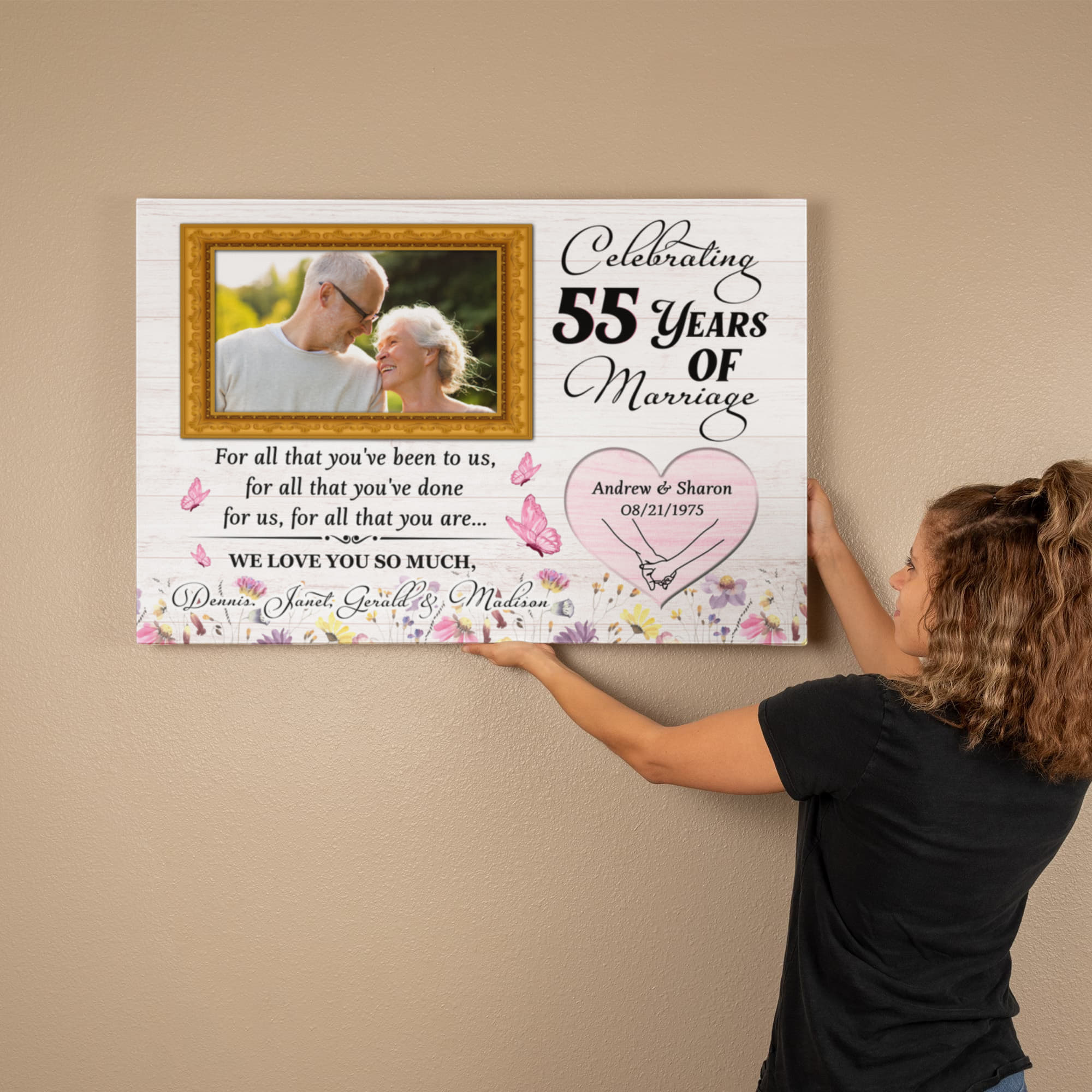 Personalized Photo Canvas - 55th Anniversary Gift For Parents - For All That You Have Been To Us - 55 Years Of Marriage