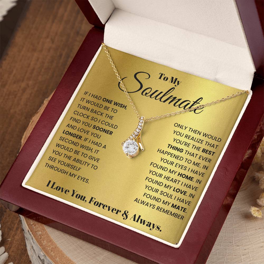 To My Soulmate - One Wish Necklace for Her - Anniversary Gift for Wife