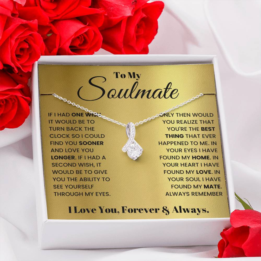 To My Soulmate - One Wish Necklace for Her - Anniversary Gift for Wife