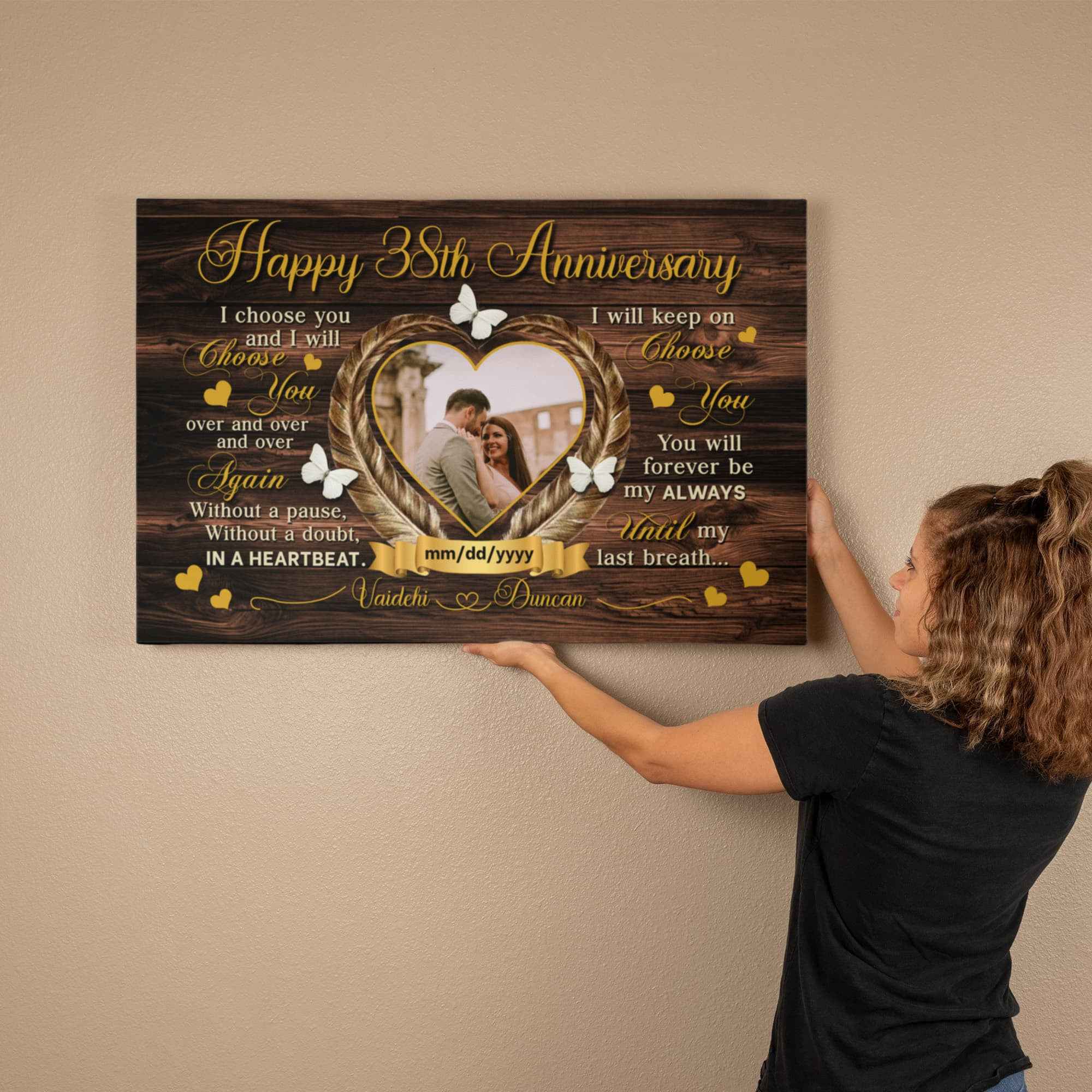 Anniversary Canvas For Couples - 38th Year Gift - I Choose You - 38 Years Of Love