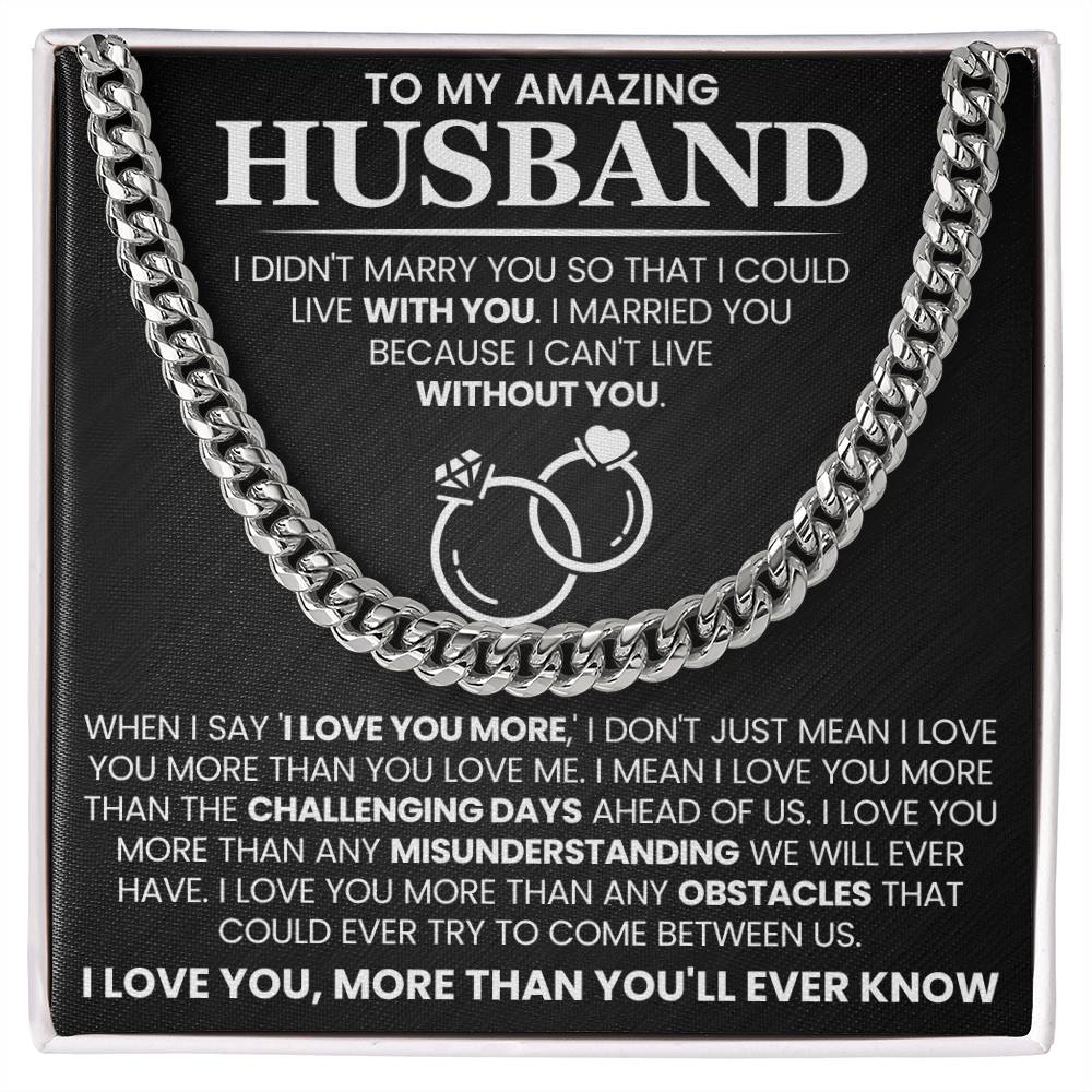 Husband Anniversary Gift – I Love You More - Keepsake Necklace