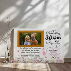 38th Anniversary Canvas - Custom Photo Frame For Parents - For All That You Have Been To Us - 38 Years Together