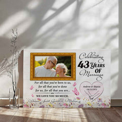 43rd Anniversary Canvas - Custom Photo Frame For Parents - For All That You Have Been To Us - 43 Years Together