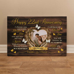 Custom Canvas Print - 22nd Wedding Anniversary Gift - I Choose You - 22 Years Together