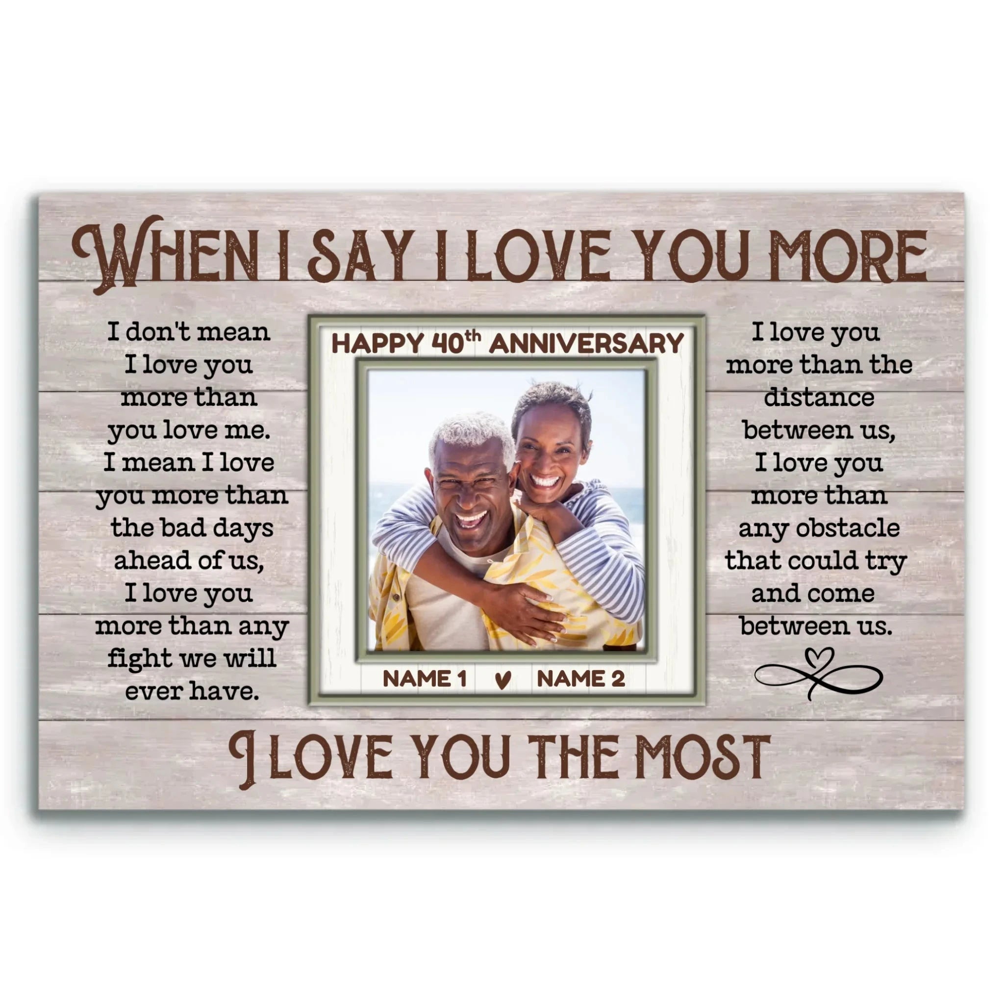 Custom Canvas Prints, 40th Anniversary Couple Gift, When I Say I Love You More