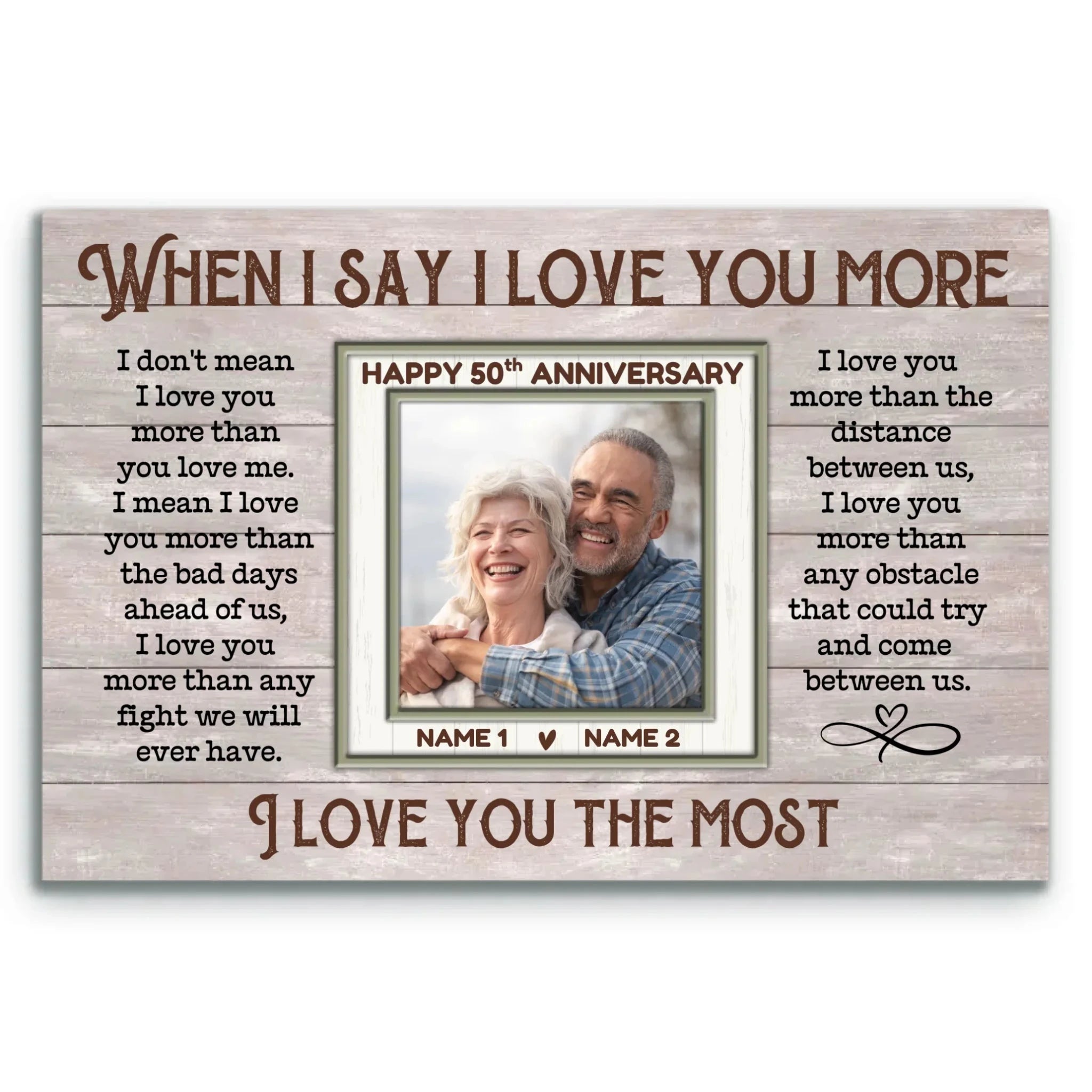 Custom Canvas Prints, 50th Anniversary Couple Gift, When I Say I Love You More