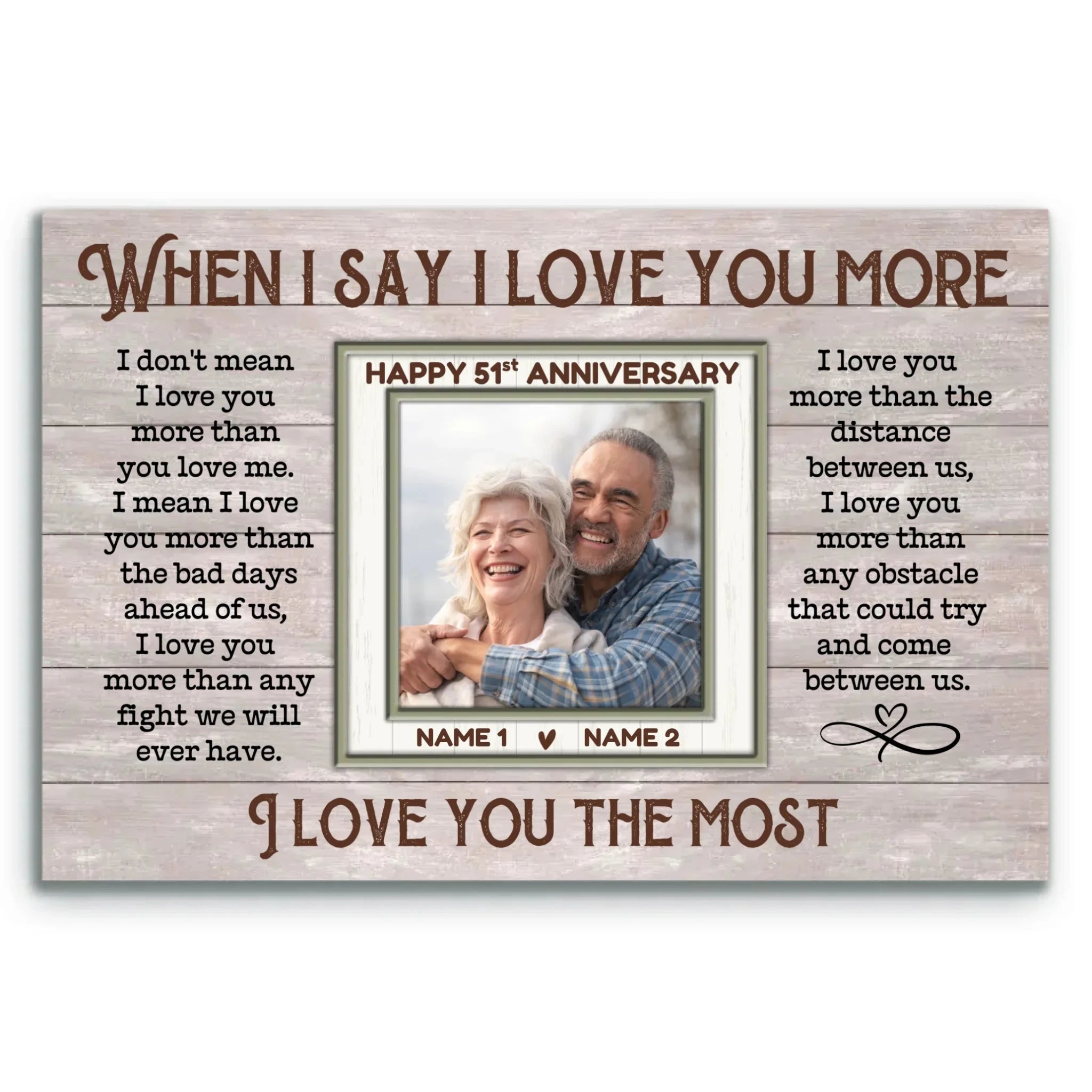 Personalized Canvas Prints, 51st Anniversary Photo Gift For Couples, When I Say I Love You More