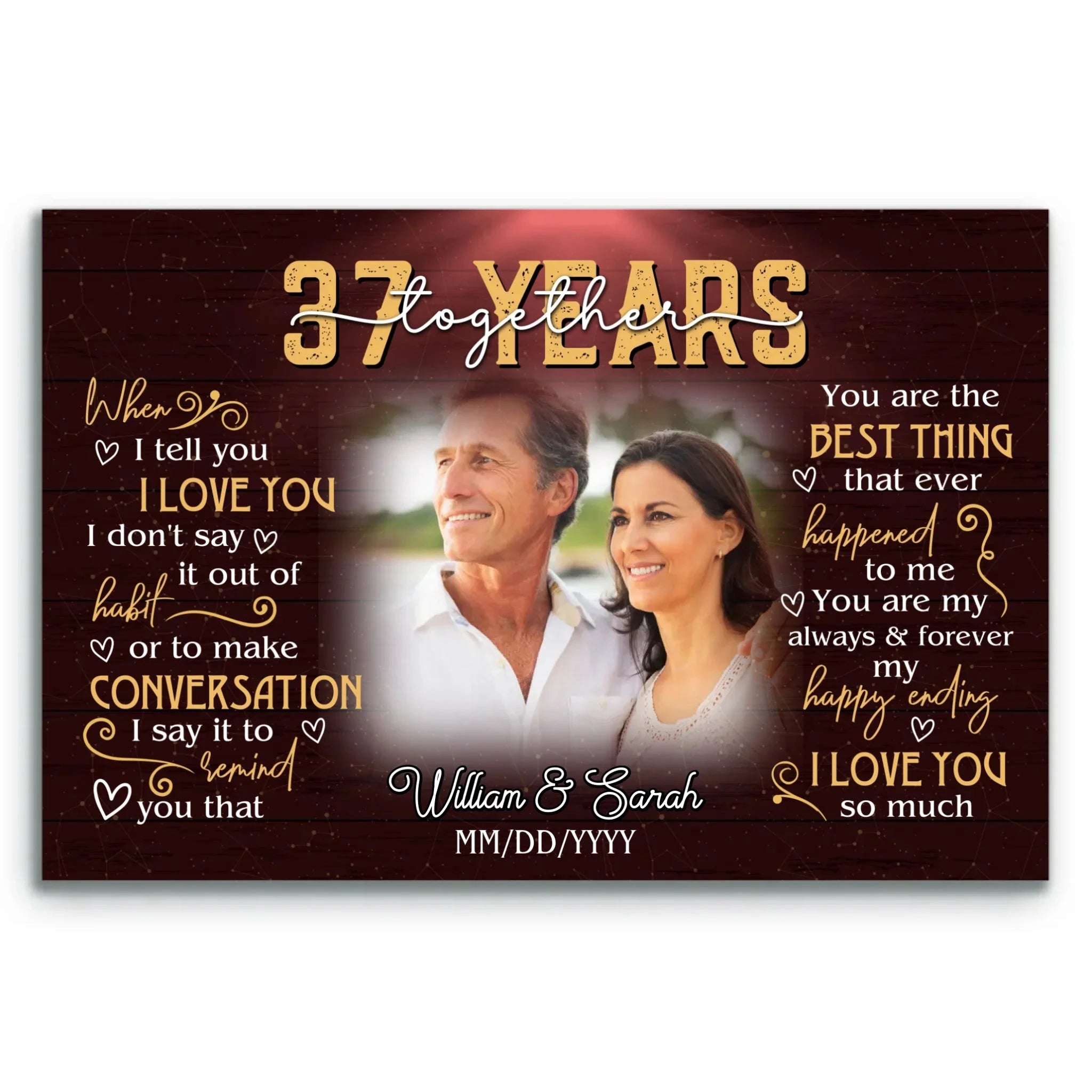 Anniversary Canvas Keepsake - 37 Year Gift For Husband And Wife - Personalized Photo Wall Art - When I Tell You I Love You - 37 Years Of Marriage Bri In Style
