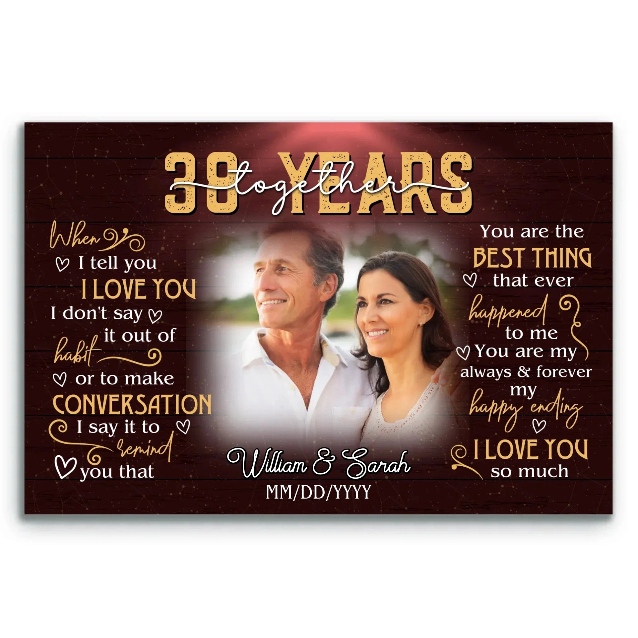 Personalized Canvas Wall Art - 38th Wedding Anniversary Present - Custom Photo Print - When I Tell You I Love You - 38 Years Together Bri In Style