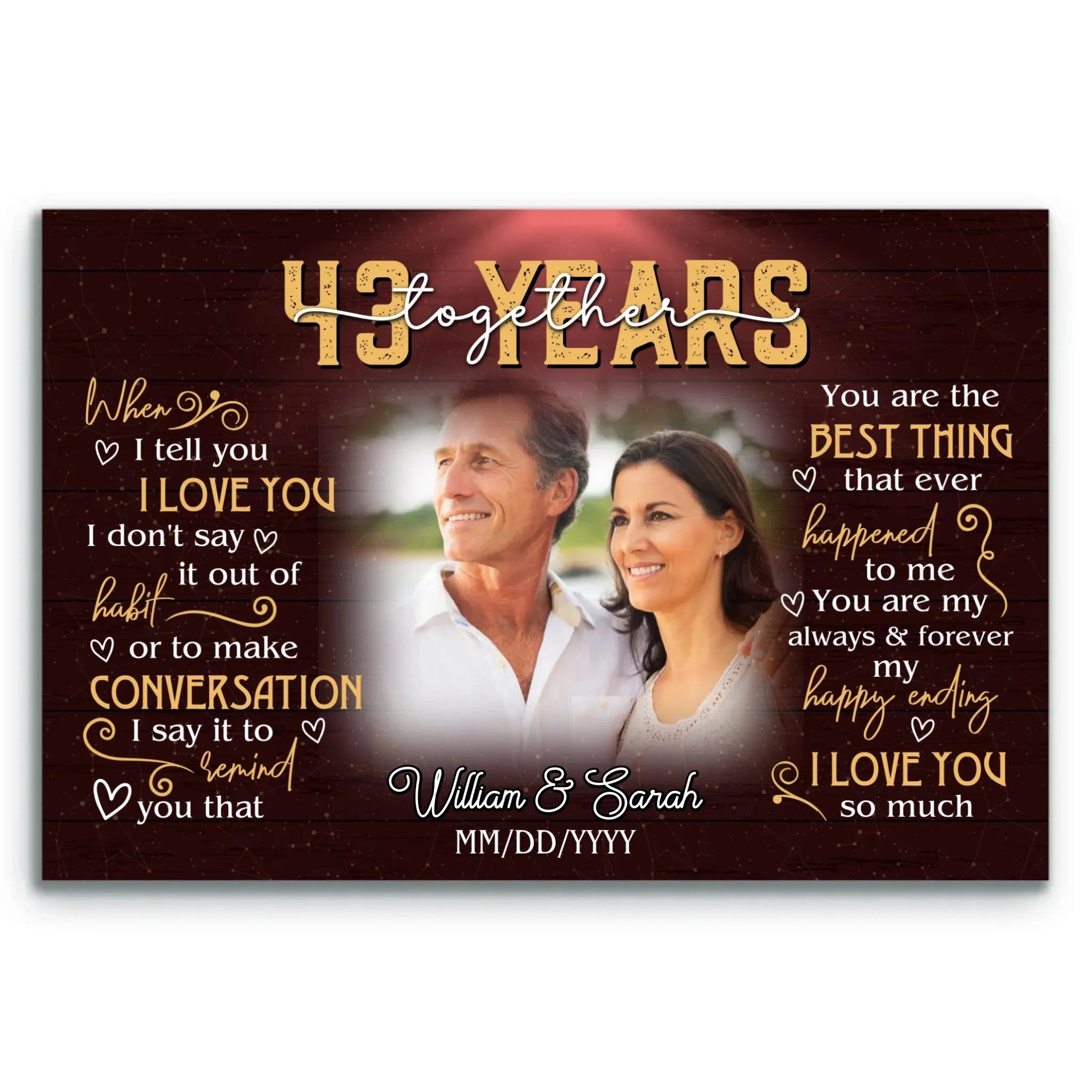 Custom Canvas Wall Art - 43rd Anniversary Gift For Husband And Wife - Celebrating 43 Years Of Love - When I Tell You I Love You Bri In Style