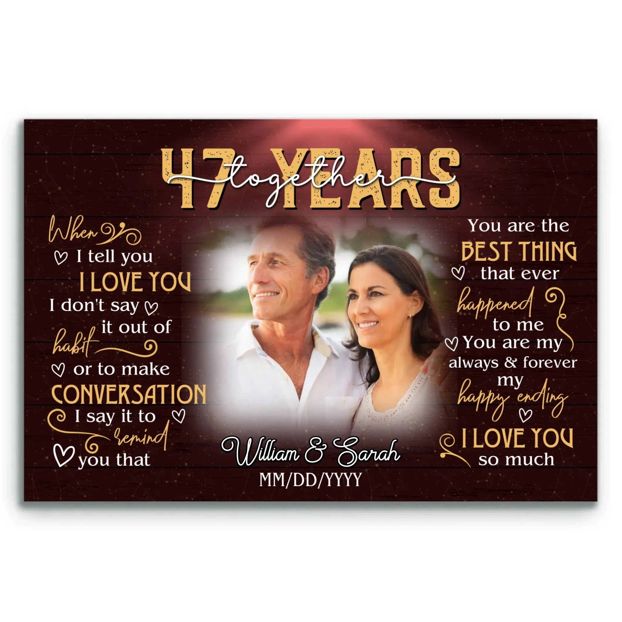 Anniversary Canvas Keepsake - 47 Year Gift For Husband And Wife - Personalized Photo Wall Art - When I Tell You I Love You - 47 Years Of Marriage Bri In Style