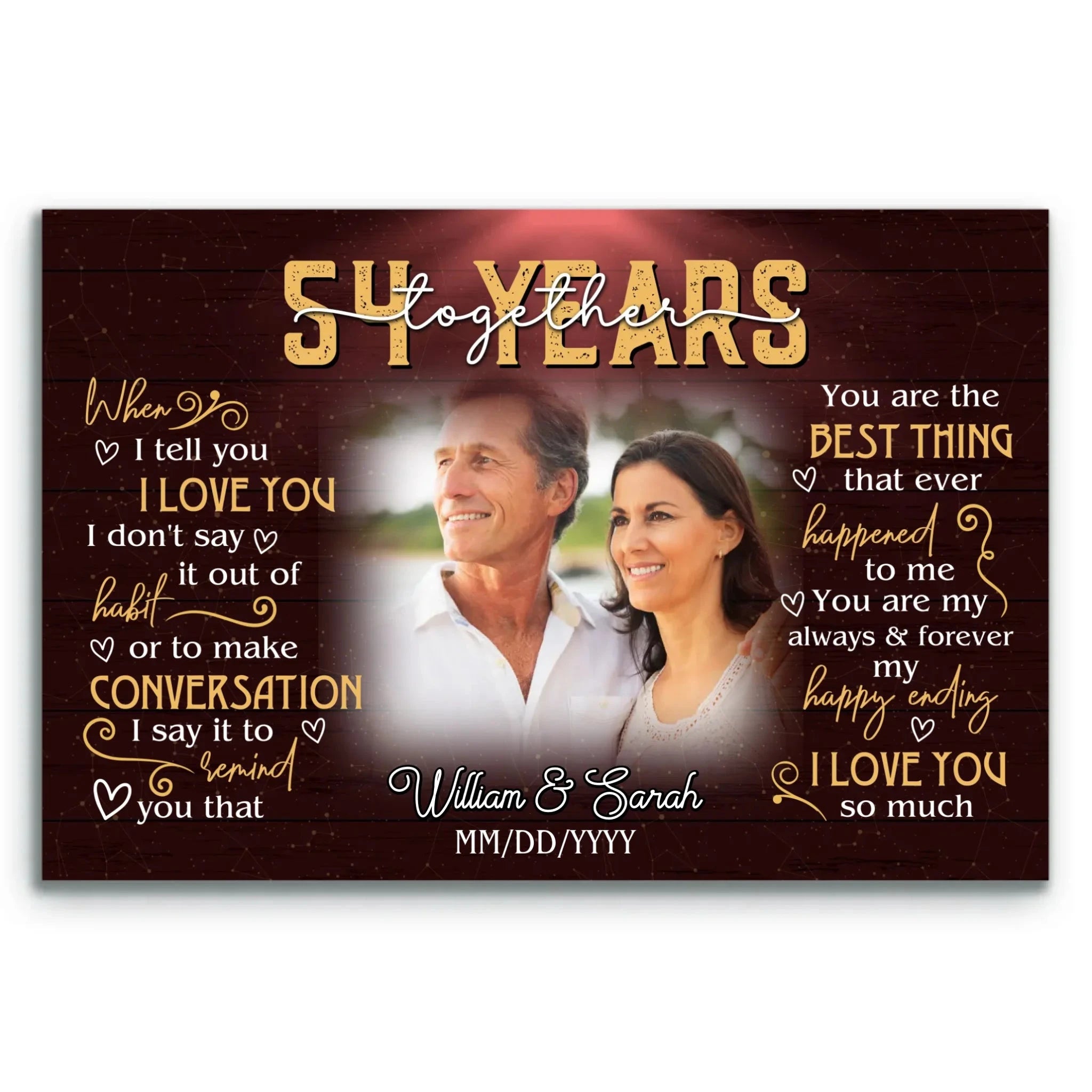 Personalized Canvas Print - 54th Wedding Anniversary Gift - Custom Photo For Couples - When I Tell You I Love You - 54 Years Together Bri In Style