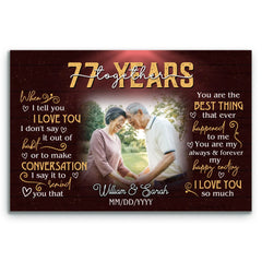 Anniversary Canvas Keepsake - 77th Year Gift For Husband And Wife - Personalized Photo Wall Art - When I Tell You I Love You - 77 Years Of Marriage Bri In Style