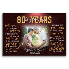 Unique Anniversary Canvas - Personalized 80 Year Wedding Gift - Custom Photo Art - When I Tell You I Love You - 80 Years Together Bri In Style