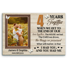 Custom Canvas Prints, 4th Anniversary Gift, Wedding Anniversary, Custom Photo Gifts For Couples, When We Get To The End Of Our Lives Together