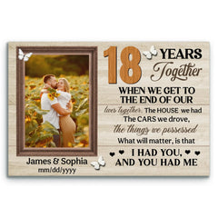 Custom Canvas Prints, 18th Anniversary Gift, Wedding Anniversary, Custom Photo Gifts For Couples, When We Get To The End Of Our Lives Together