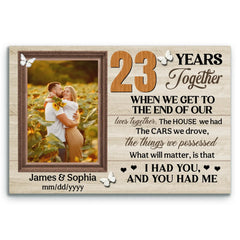 Personalized Canvas Prints, 23rd Anniversary Gift, Wedding Anniversary, Custom Photo Gifts For Couples, When We Get To The End Of Our Lives Together