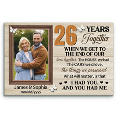 Custom Canvas Prints, 26th Anniversary Gift, Wedding Anniversary, Custom Photo Gifts For Couples, When We Get To The End Of Our Lives Together