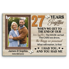 Personalized Canvas Prints, 27th Anniversary Gift, Wedding Anniversary, Custom Photo Gifts For Couples, When We Get To The End Of Our Lives Together