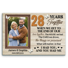 Custom Canvas Prints, 28th Anniversary Gift, Wedding Anniversary, Custom Photo Gifts For Couples, When We Get To The End Of Our Lives Together