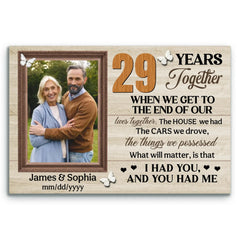 Personalized Canvas Prints, 29th Anniversary Gift, Wedding Anniversary, Custom Photo Gifts For Couples, When We Get To The End Of Our Lives Together