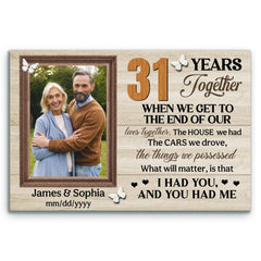 Personalized Canvas Prints, 31st Anniversary Gift, Wedding Anniversary, Custom Photo Gifts For Couples, When We Get To The End Of Our Lives Together