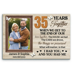 Personalized Canvas Prints, 35th Anniversary Gift, Wedding Anniversary, Custom Photo Gifts For Couples, When We Get To The End Of Our Lives Together