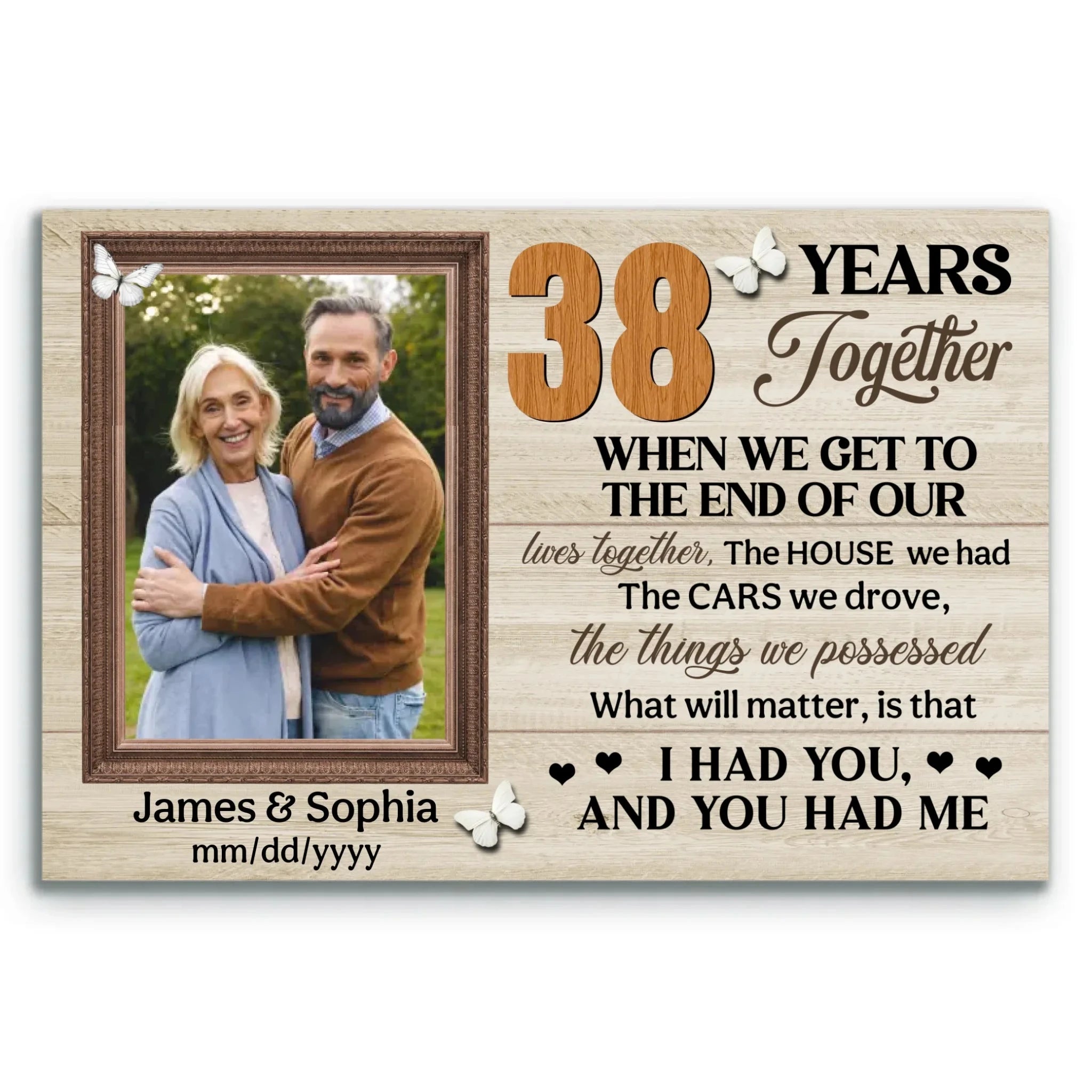 Custom Canvas Prints, 38th Anniversary Gift, Wedding Anniversary, Custom Photo Gifts For Couples, When We Get To The End Of Our Lives Together