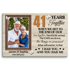 Personalized Canvas Prints, 41st Anniversary Gift, Wedding Anniversary, Custom Photo Gifts For Couples, When We Get To The End Of Our Lives Together