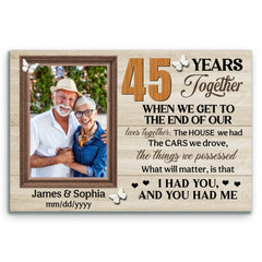 Personalized Canvas Prints, 45th Anniversary Gift, Wedding Anniversary, Custom Photo Gifts For Couples, When We Get To The End Of Our Lives Together
