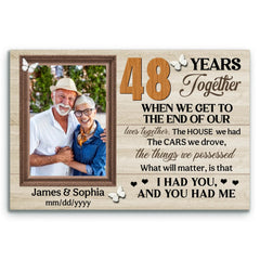 Custom Canvas Prints, 48th Anniversary Gift, Wedding Anniversary, Custom Photo Gifts For Couples, When We Get To The End Of Our Lives Together