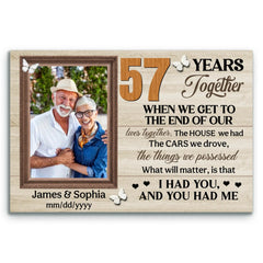 Personalized Canvas Prints, 57th Anniversary Gift, Wedding Anniversary, Custom Photo Gifts For Couples, When We Get To The End Of Our Lives Together