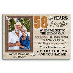 Custom Canvas Prints, 58th Anniversary Gift, Wedding Anniversary, Custom Photo Gifts For Couples, When We Get To The End Of Our Lives Together