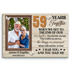 Personalized Canvas Prints, 59th Anniversary Gift, Wedding Anniversary, Custom Photo Gifts For Couples, When We Get To The End Of Our Lives Together