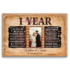 1st Anniversary Personalized Canvas Gift for Couples - Custom Photo Print - 1 Years of Marriage