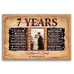 7th Anniversary Romantic Canvas - Personalized Gift for Him & Her - 7 Years of Love